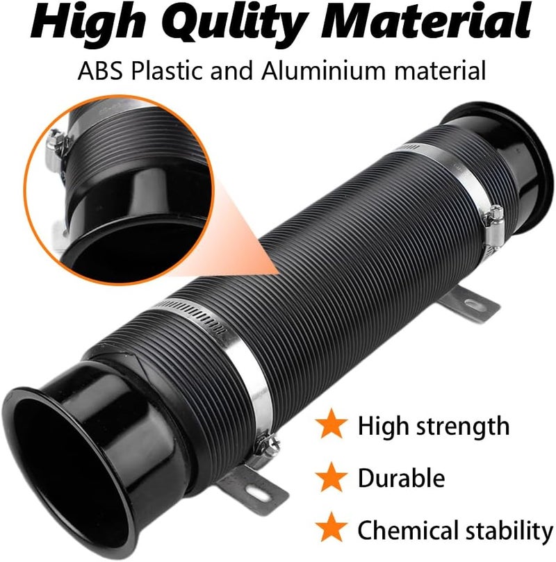 BARTOO 3" Turbine Intake Pipe, Cold Air Intake Pipe 76MM Adjustable Flexible Hose Tube Car Cold Air Turbo Intake Inlet Pipe Universal Cold Air Intake Filter, Black - Image 2